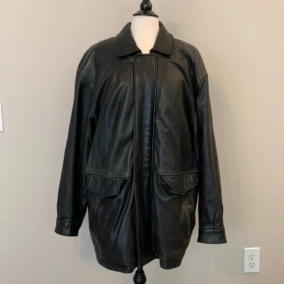 COUTURE by J. Park L ジップ レザージャケット Couture by J Park Leather Jacket Mens XL Black Belted Genuine